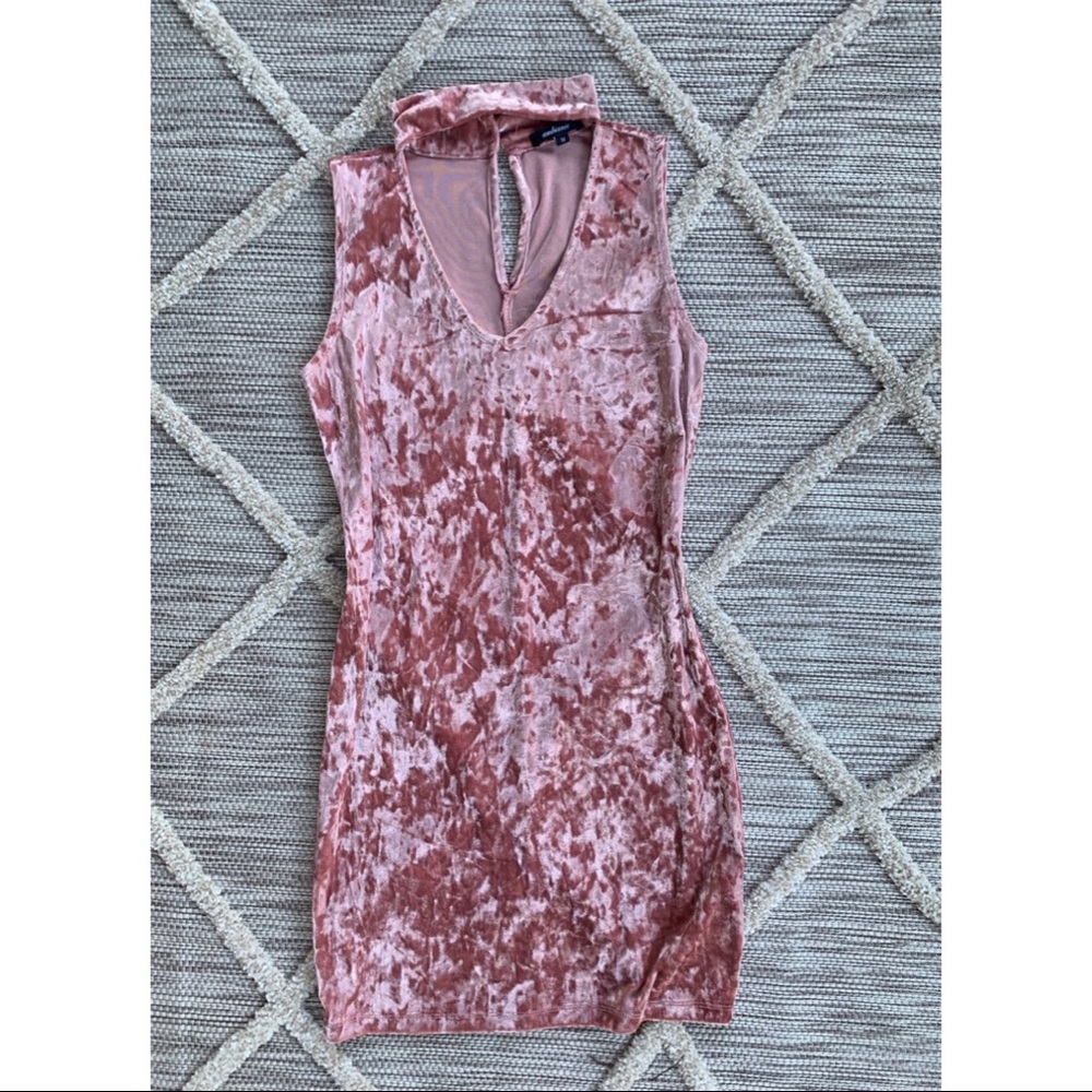 Baby Pink Velvet Dress with Choker
